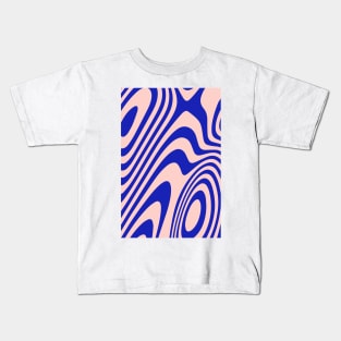 Blue And Pink Zebra Grooves Abstract Pattern Kids T-Shirt